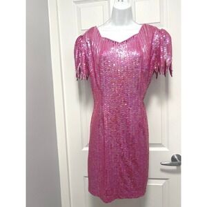 Sale ! Nadine Pink formal cocktail Dress
PINK sequin  V  dress. Size L sale!!!